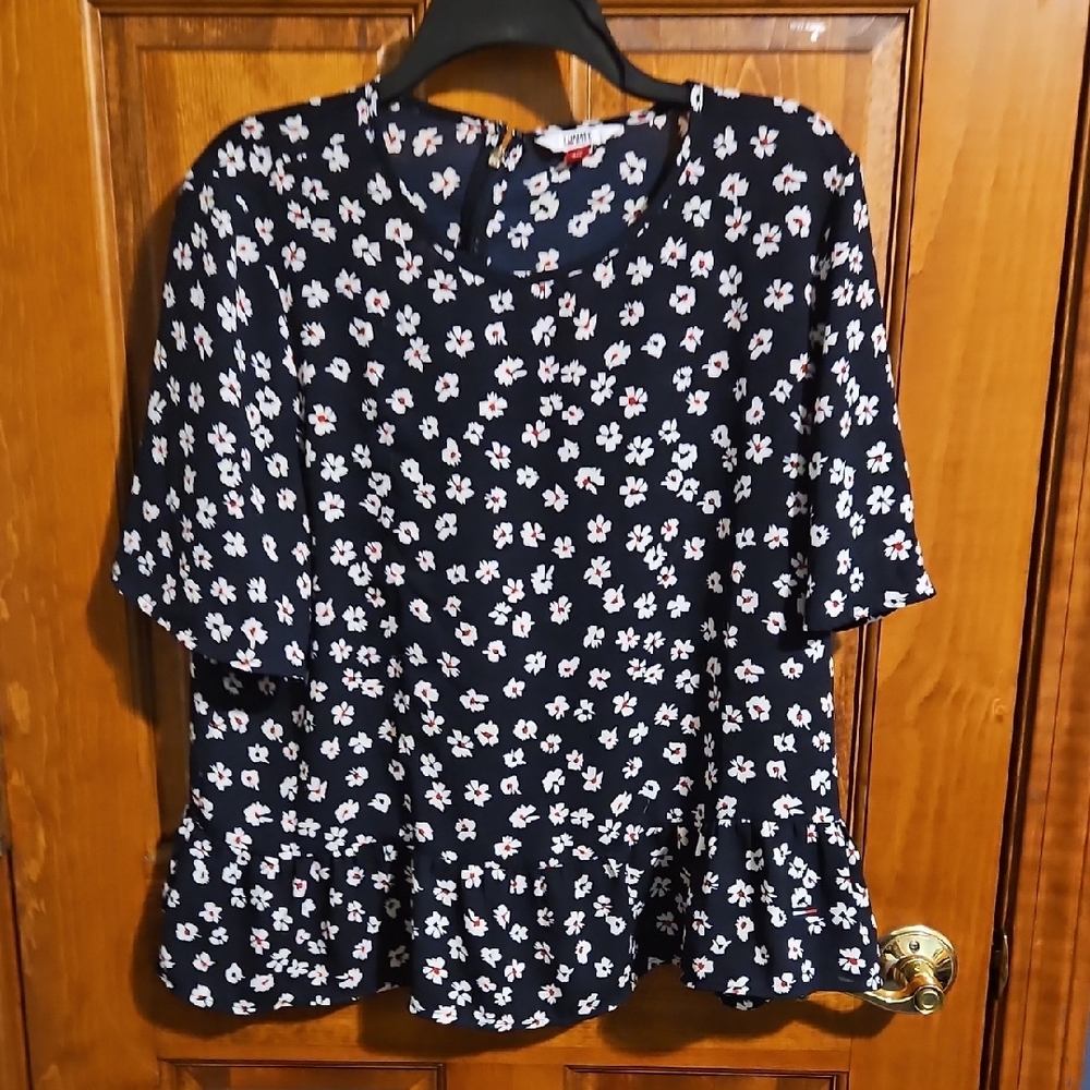 Tommy Jeans Navy Floral Blouse